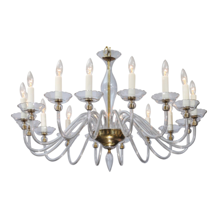 16 light glacial blue venetian glass chandelier circa 1960s 1941