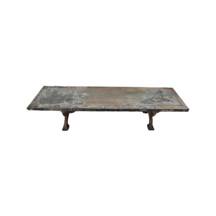 1900s cast iron coffee table with wood top 4489