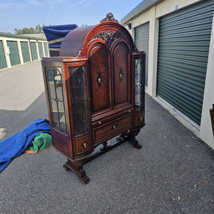 1920s china cabinet with curved glass 1257