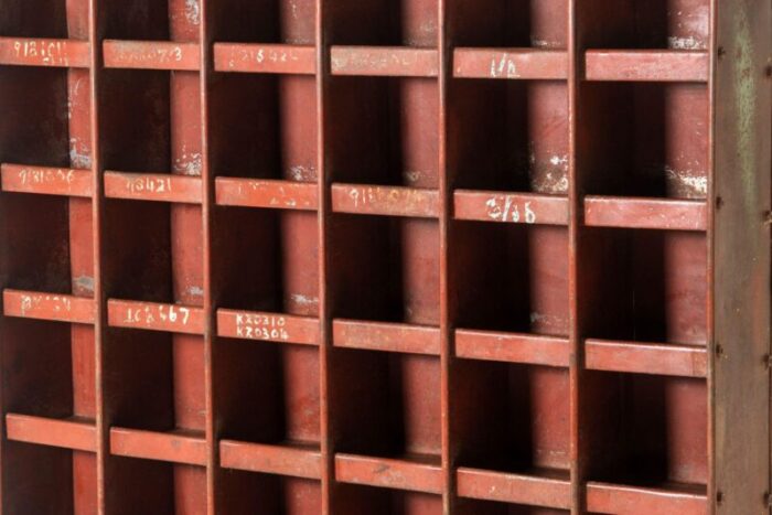 1920s Steel Industrial Pigeon Hole Storage 4h master 1