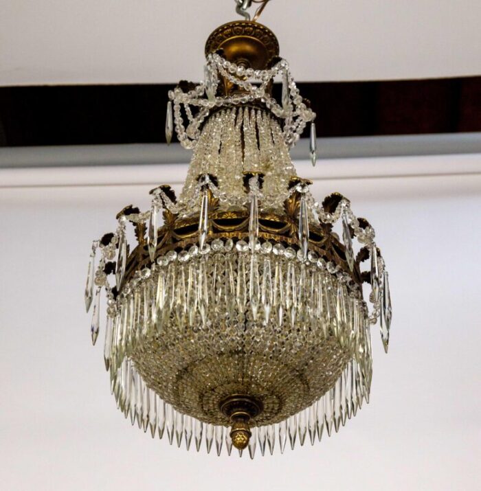 1930s czech crystal tent and bag chandelier 2743