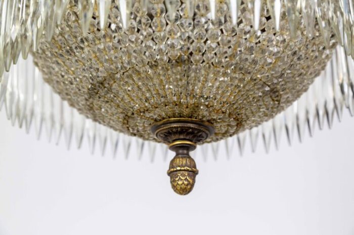 1930s czech crystal tent and bag chandelier 3272