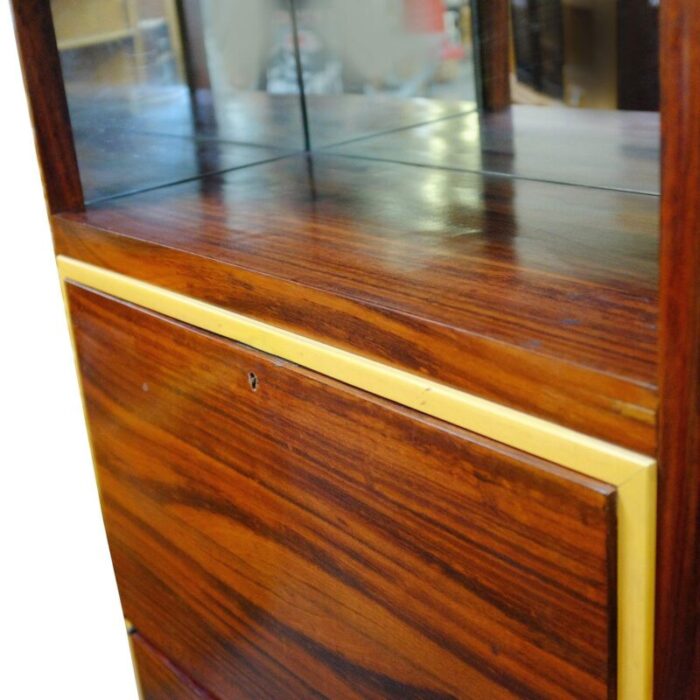 1930s high style art deco macassar ebony vitrine cabinet and secretary desk 0996