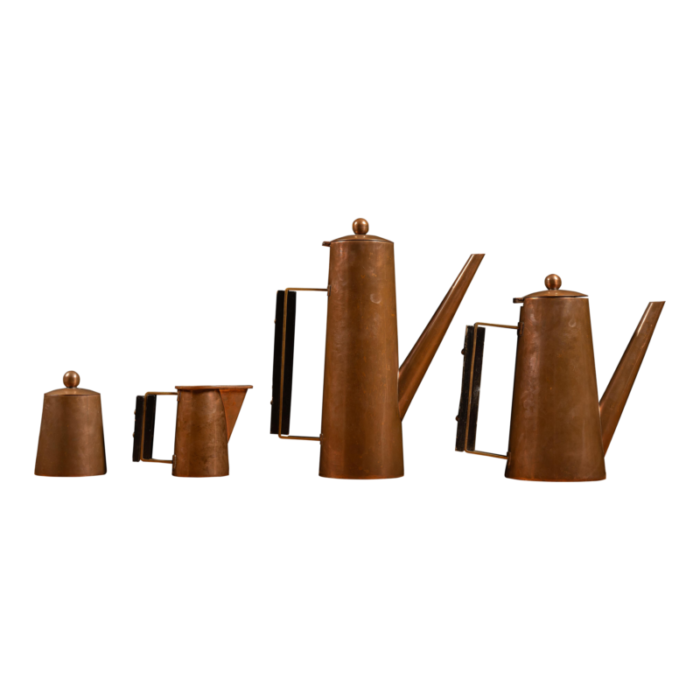 1930s vintage carl aubock inspired copper tea set 4 pieces 7670