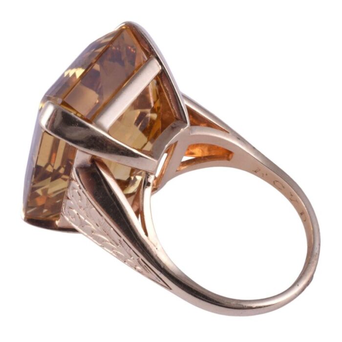 1950s 33 carat natural untreated citrine 14k gold ring size 7 9242