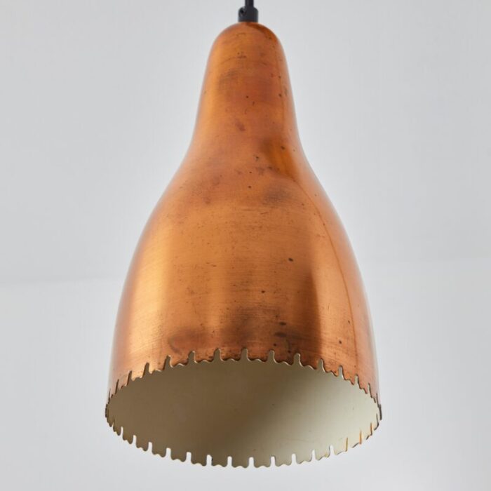 1950s bent karlby perforated copper pendant for lyfa 2963