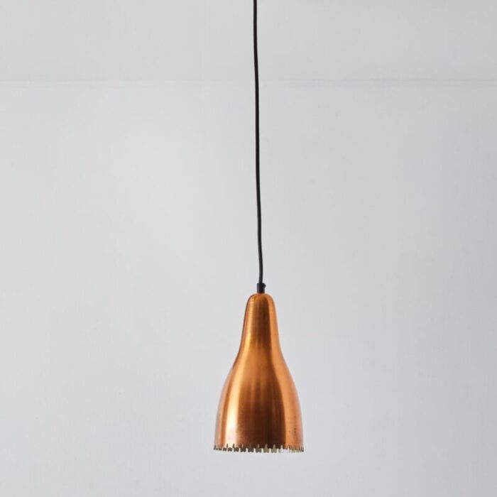 1950s bent karlby perforated copper pendant for lyfa 8128