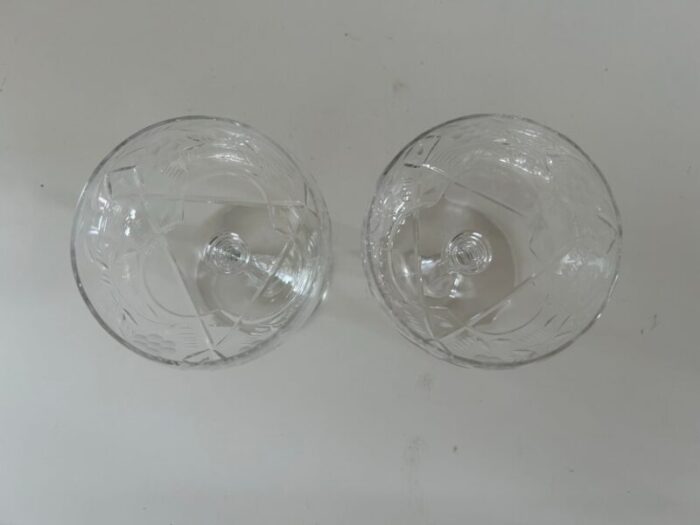 1950s cut crystal clear floral etched champagne glasses set of 2 2562