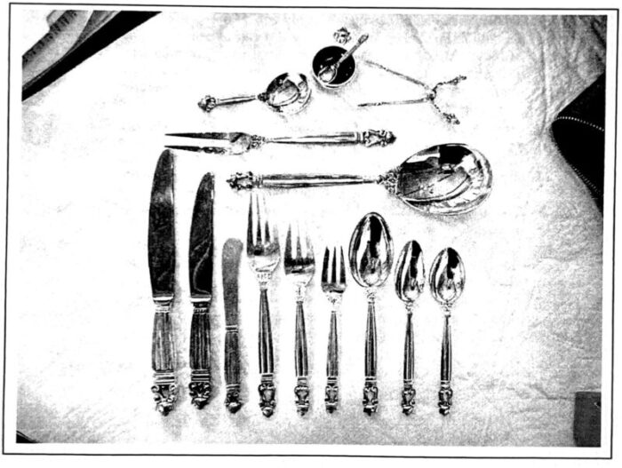 1950s georg jensen acorn pattern sterling silver flatware set 123 pieces 3336