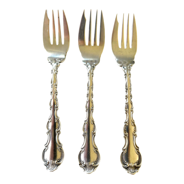 1950s gorham strasbourg pattern sterling silver fish forks set of 3 2240