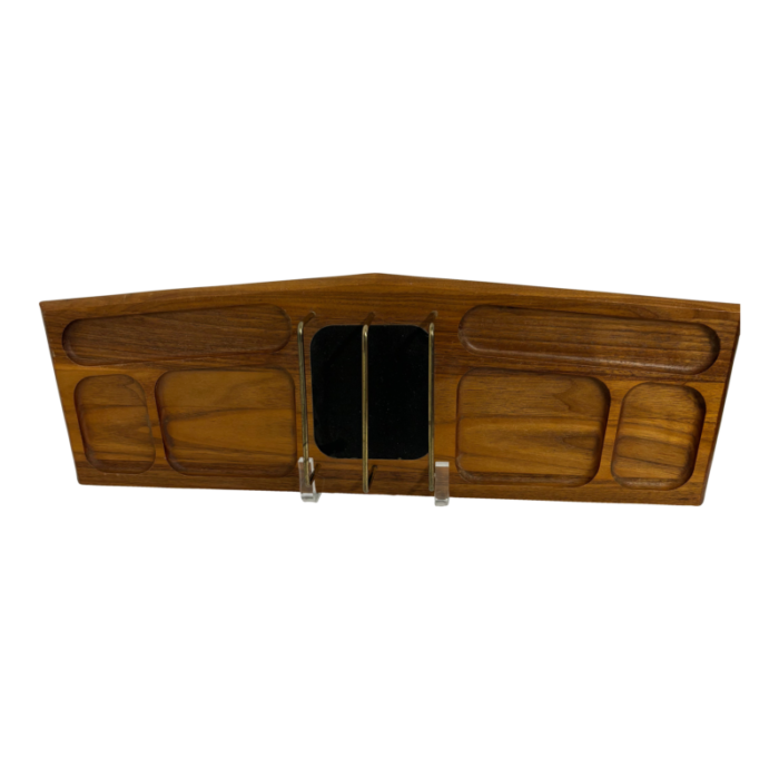 1950s mid century modern walnut desk organizer 7957