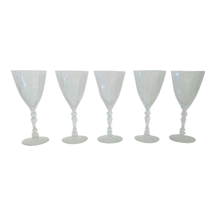 1950s vintage floral crystal fostoria chintz pattern wine glasses set of 5 2397