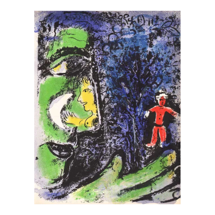 1960 chagall lithograph le profile et lenfant rouge 1100