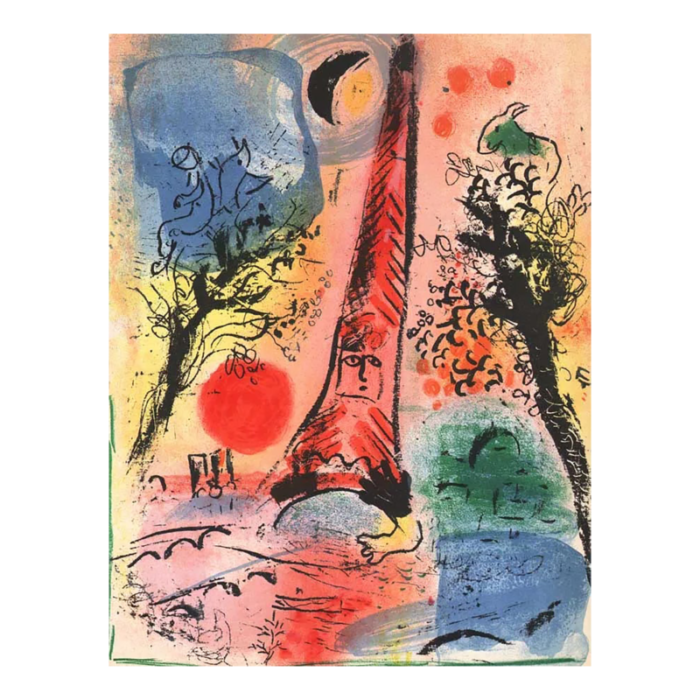 1960 chagall original lithograph vision of paris 2123