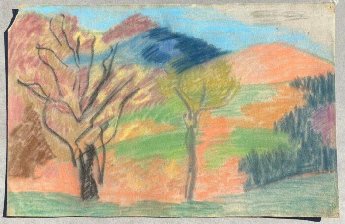 1960s frank wallace autumn landscape pastel 4818