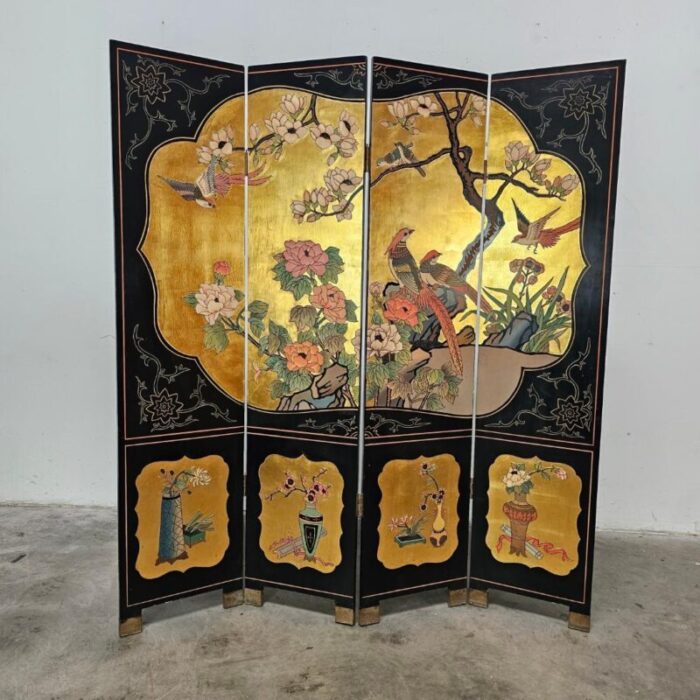 1960s lacquer 4 leaf golden room divider 1226