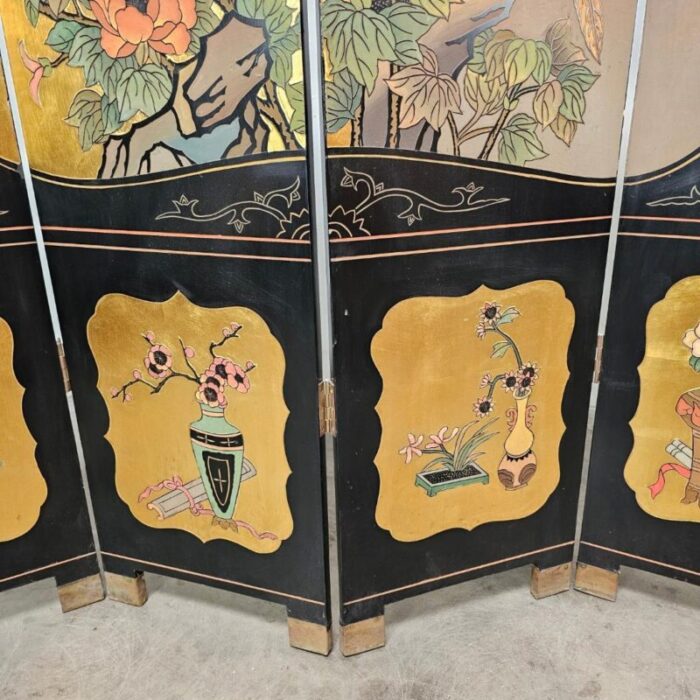 1960s lacquer 4 leaf golden room divider 6647