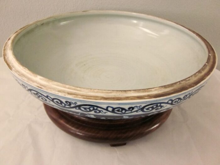 1960s large chinese blue and white porcelain cover boxfood bowl and stand 5774