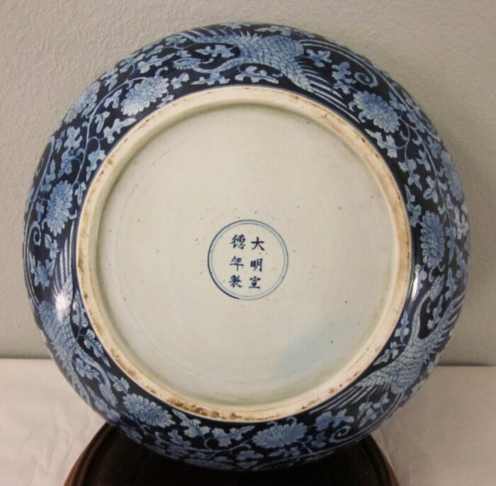 1960s large chinese blue and white porcelain cover boxfood bowl and stand 6135