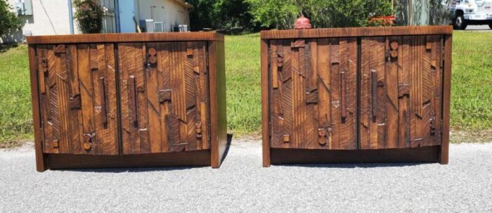 1960s mid century brutalist vintage nightstands a pair 1649