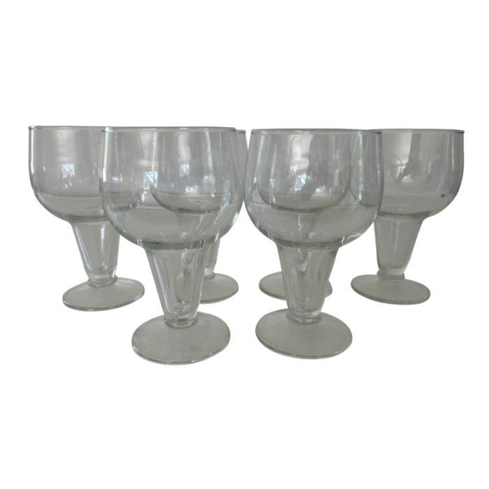 1960s mid century clear hollow beer glasses set of 6 7614