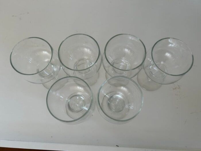 1960s mid century clear hollow beer glasses set of 6 7941