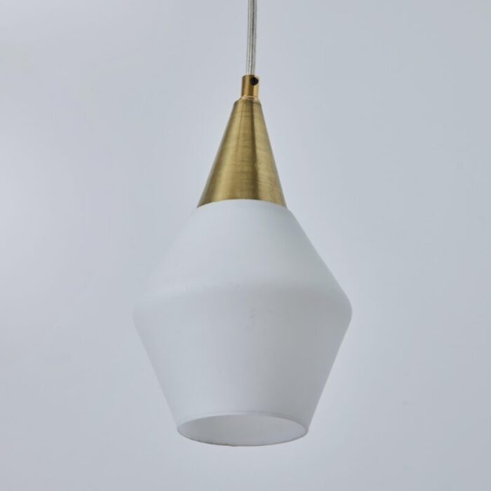 1960s opaline glass and brass pendant attributed to mauri almari for idman 1013