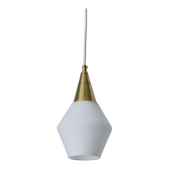 1960s opaline glass and brass pendant attributed to mauri almari for idman 3141