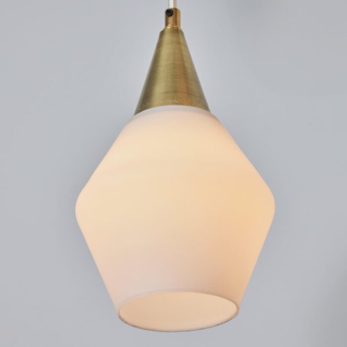 1960s opaline glass and brass pendant attributed to mauri almari for idman 6034