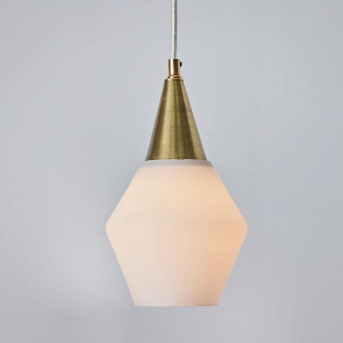 1960s opaline glass and brass pendant attributed to mauri almari for idman 9059