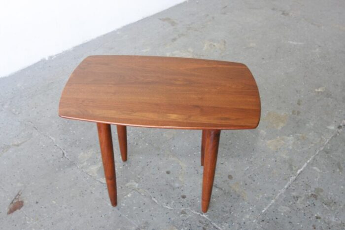 1960s pair of solid walnut danish modern ace side tables in the style of peter hivdit 1010