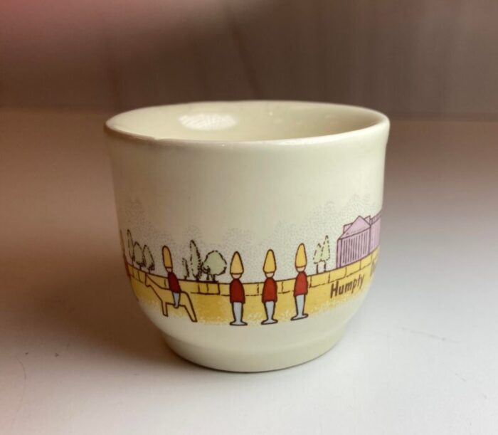 1960s poole pottery nursery rhyme childrens mug and egg cup set 2 pieces 9675