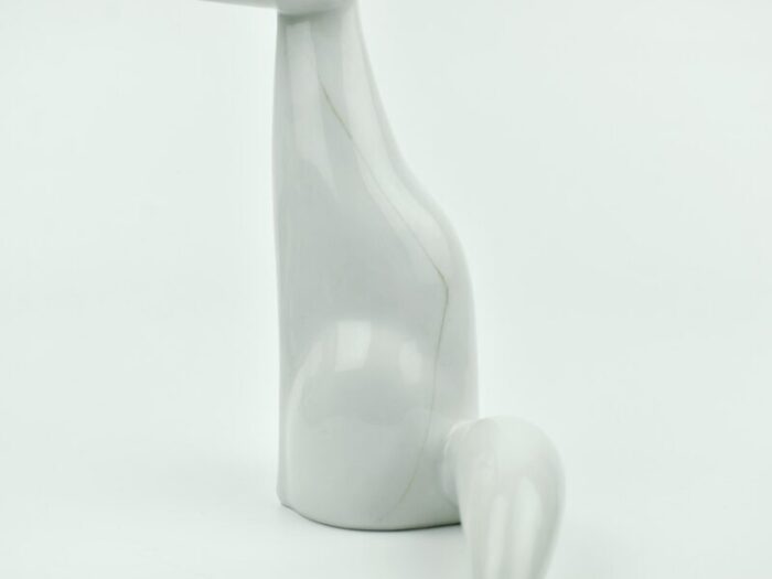 1960s thomas lizenz karlovarsky modern minimal porcelain white sitting fox germany 1182