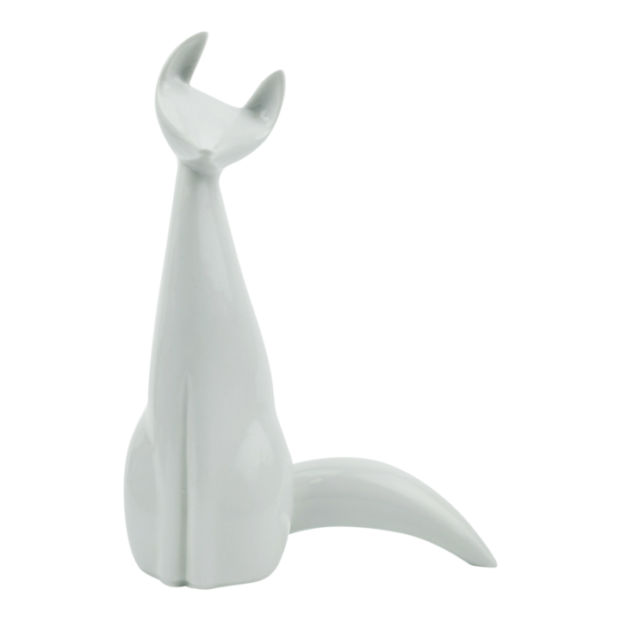 1960s thomas lizenz karlovarsky modern minimal porcelain white sitting fox germany 4761