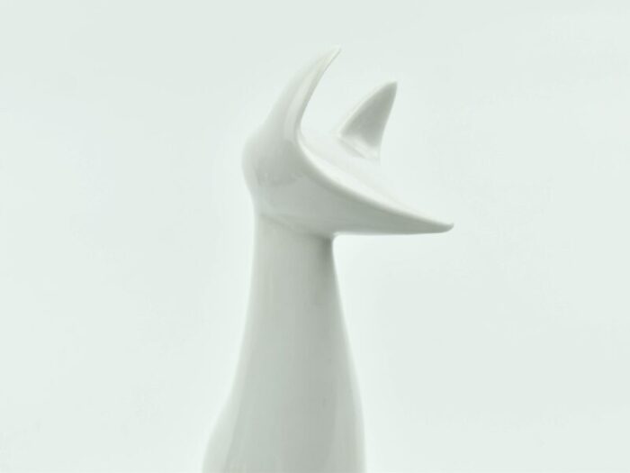 1960s thomas lizenz karlovarsky modern minimal porcelain white sitting fox germany 5035