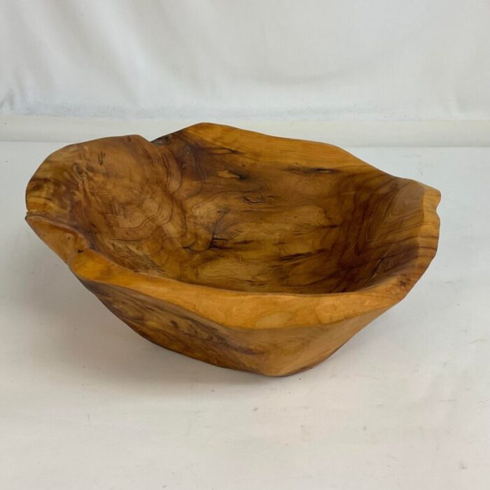 1960s vintage rustic european boho chic live edge teak root bowl 0642