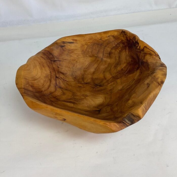 1960s vintage rustic european boho chic live edge teak root bowl 1177