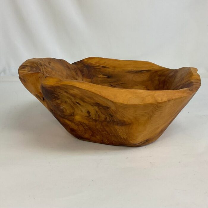 1960s vintage rustic european boho chic live edge teak root bowl 4174