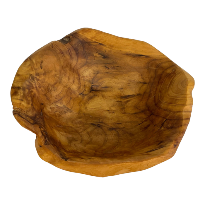 1960s vintage rustic european boho chic live edge teak root bowl 4879