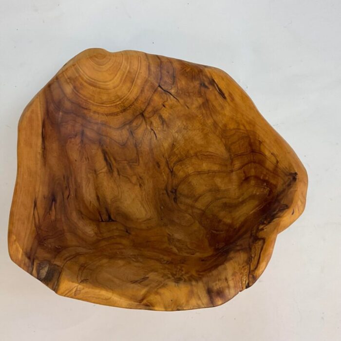 1960s vintage rustic european boho chic live edge teak root bowl 7532