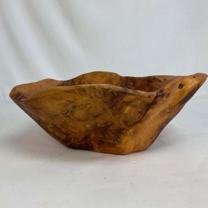 1960s vintage rustic european boho chic live edge teak root bowl 8634