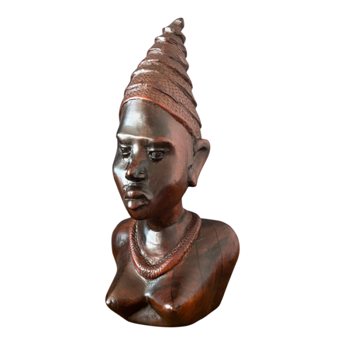 1970s carved african woman bust 8913