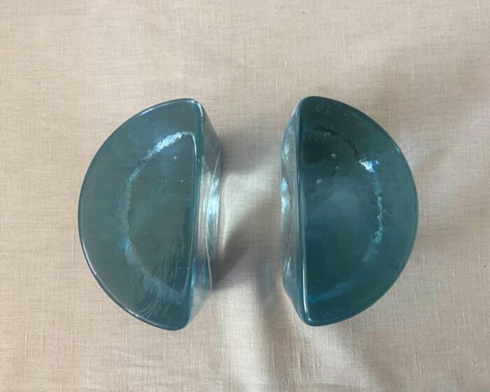 1970s half moon blenko glass bookends a pair 2116