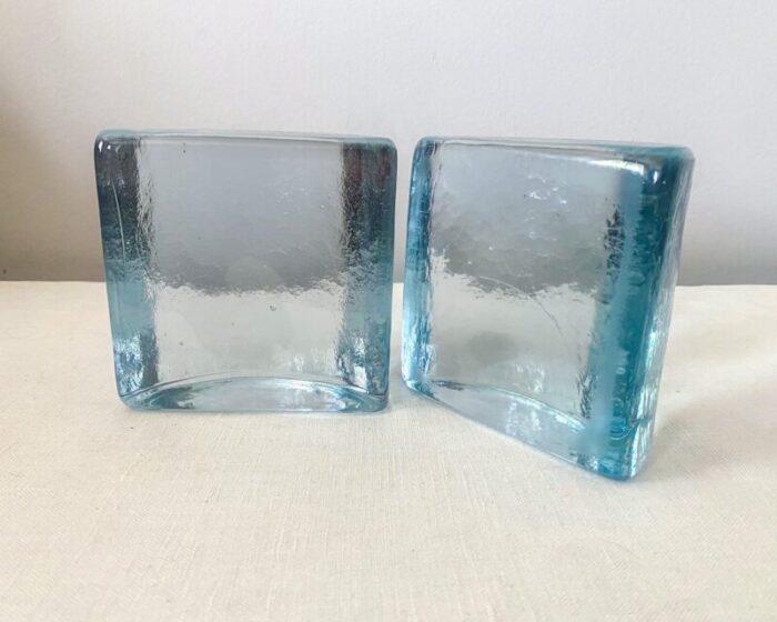 1970s half moon blenko glass bookends a pair 5999