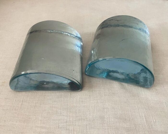 1970s half moon blenko glass bookends a pair 8188