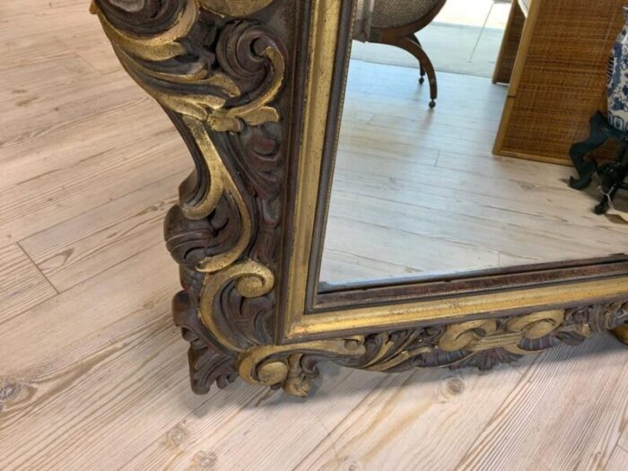 1970s large rococo style shell mirror 0573