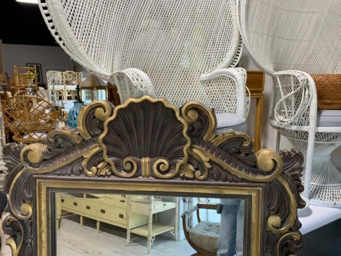 1970s large rococo style shell mirror 6699