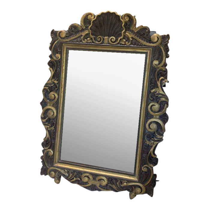 1970s large rococo style shell mirror 7451