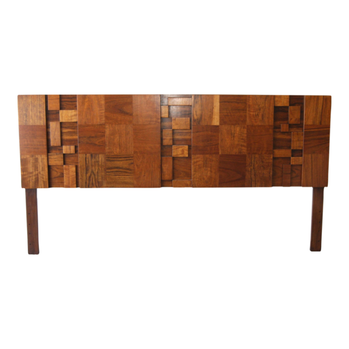 1970s mid century brutalist lane staccato walnut king headboard 0198