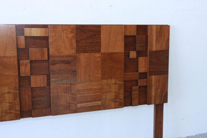 1970s mid century brutalist lane staccato walnut king headboard 1987